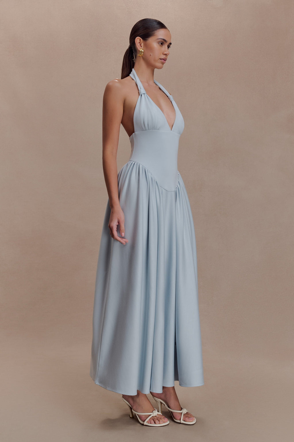 Angelina Scuba Halter Midi Dress