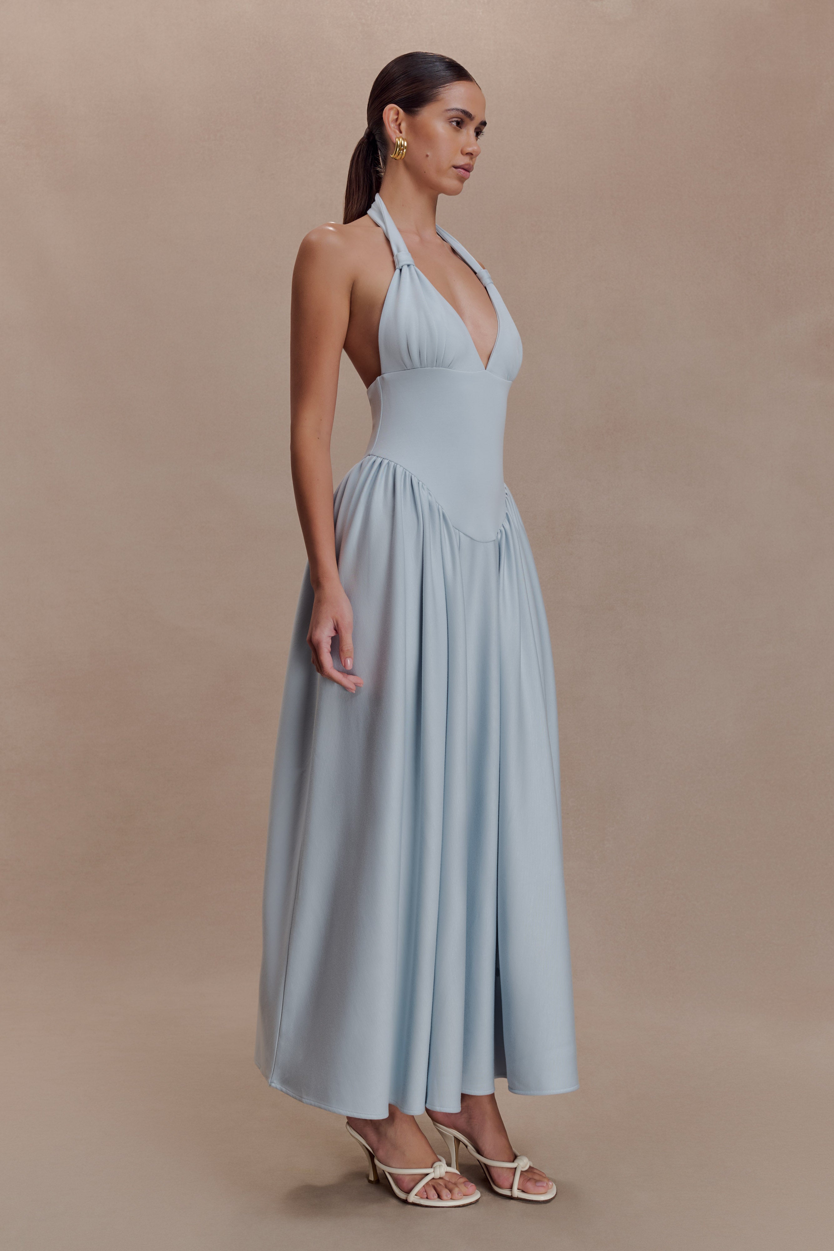Angelina Scuba Halter Midi Dress