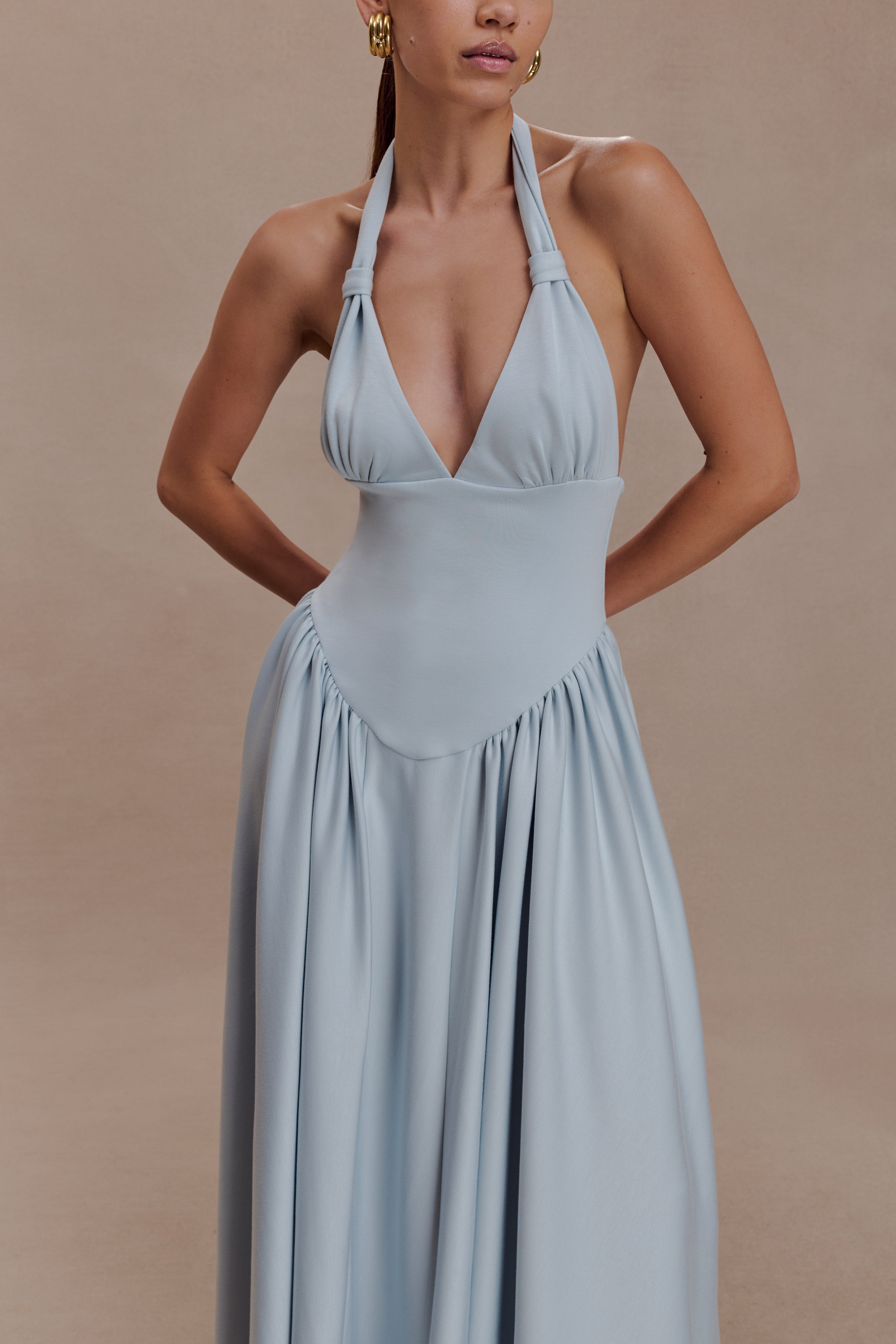 Angelina Scuba Halter Midi Dress
