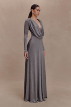 Scarlet Lurex Cowl Maxi Dress in Silver – Chic&Drifts