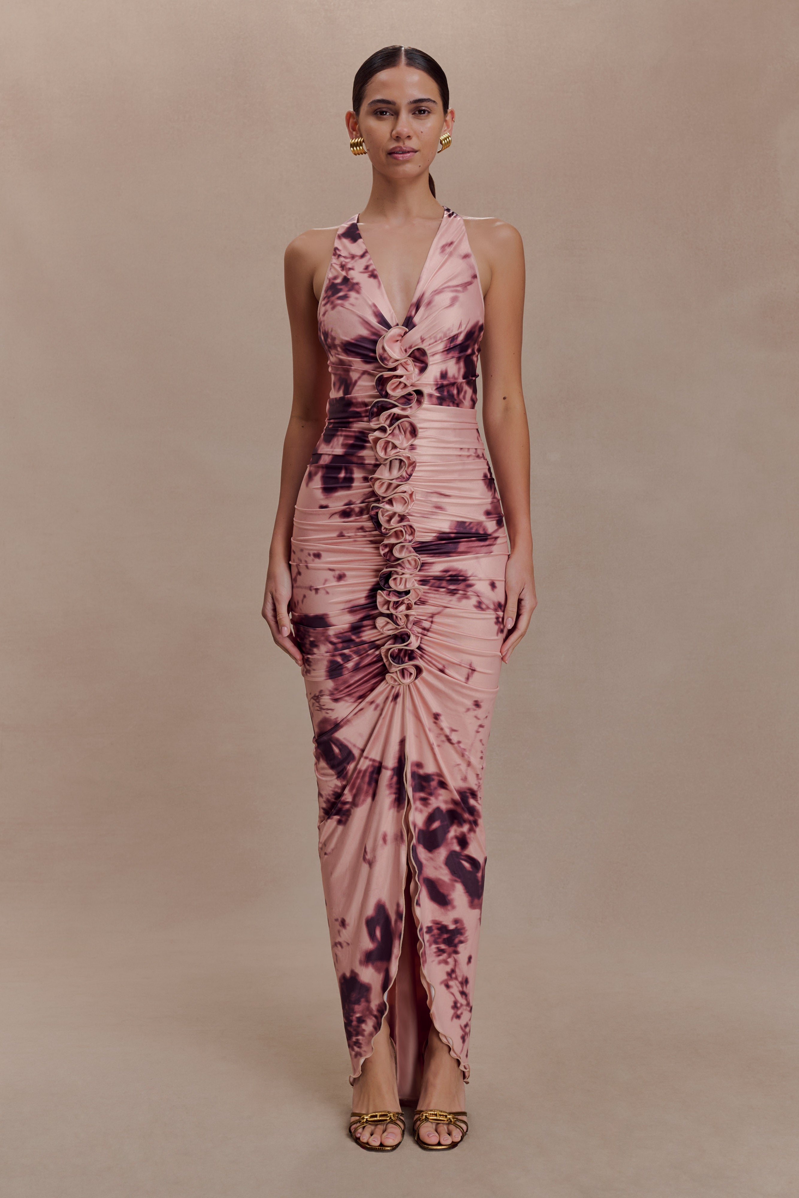 Alessandra Slinky Ruffle Maxi Dress