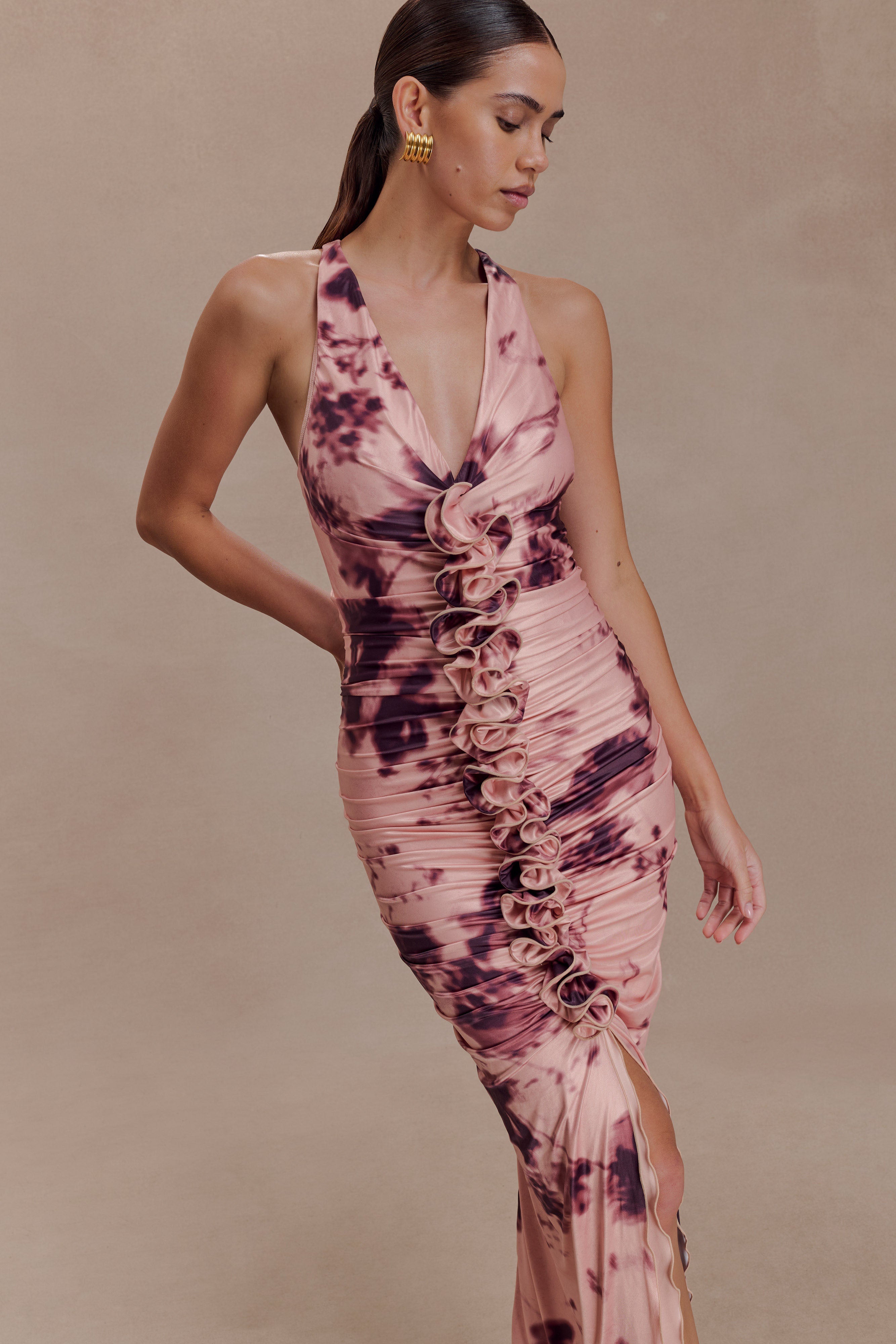 Alessandra Slinky Ruffle Maxi Dress