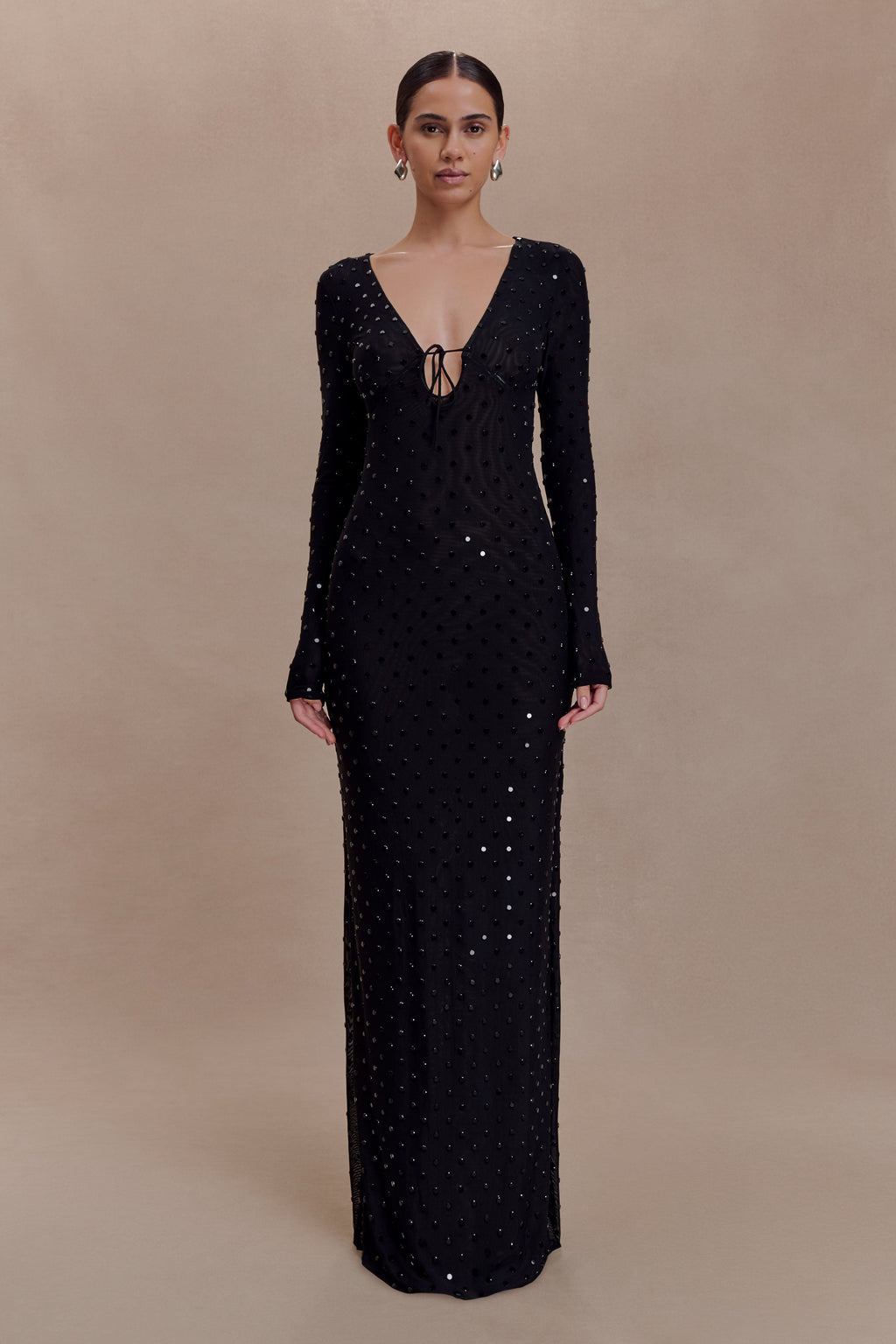 Acadia Diamante Long Sleeve Maxi Dress