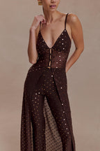 Jackie Longline Diamante Top in Chocolate – Chic&Drifts