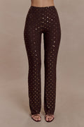 Jackie Diamante Straight Leg Trousers - Chocolate