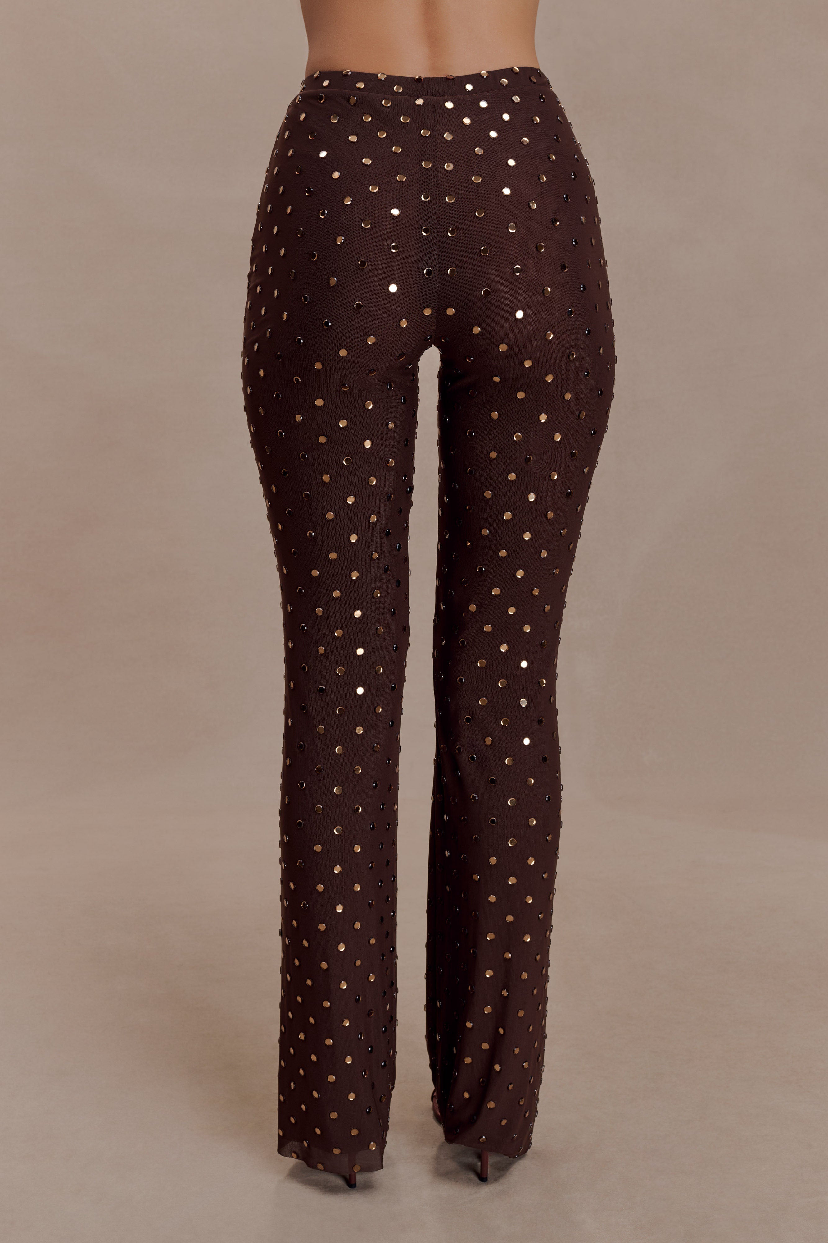 Jackie Diamante Straight Leg Trousers - Chocolate