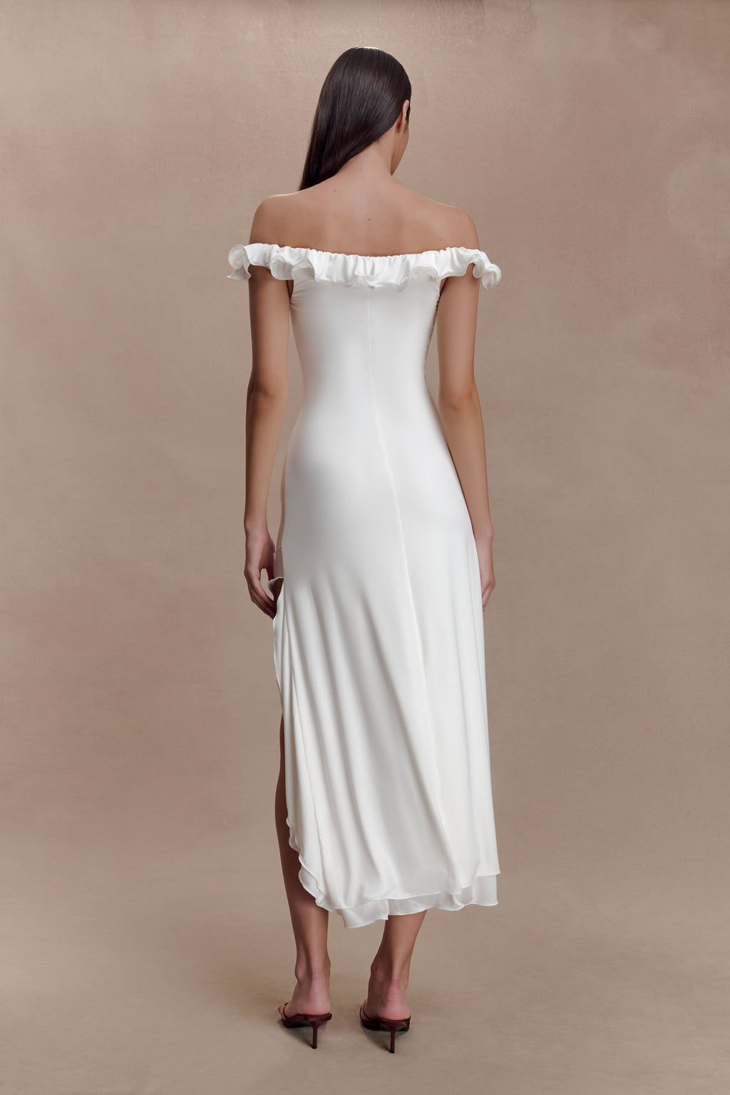 Allegra Off Shoulder Ruffle Midi Dress