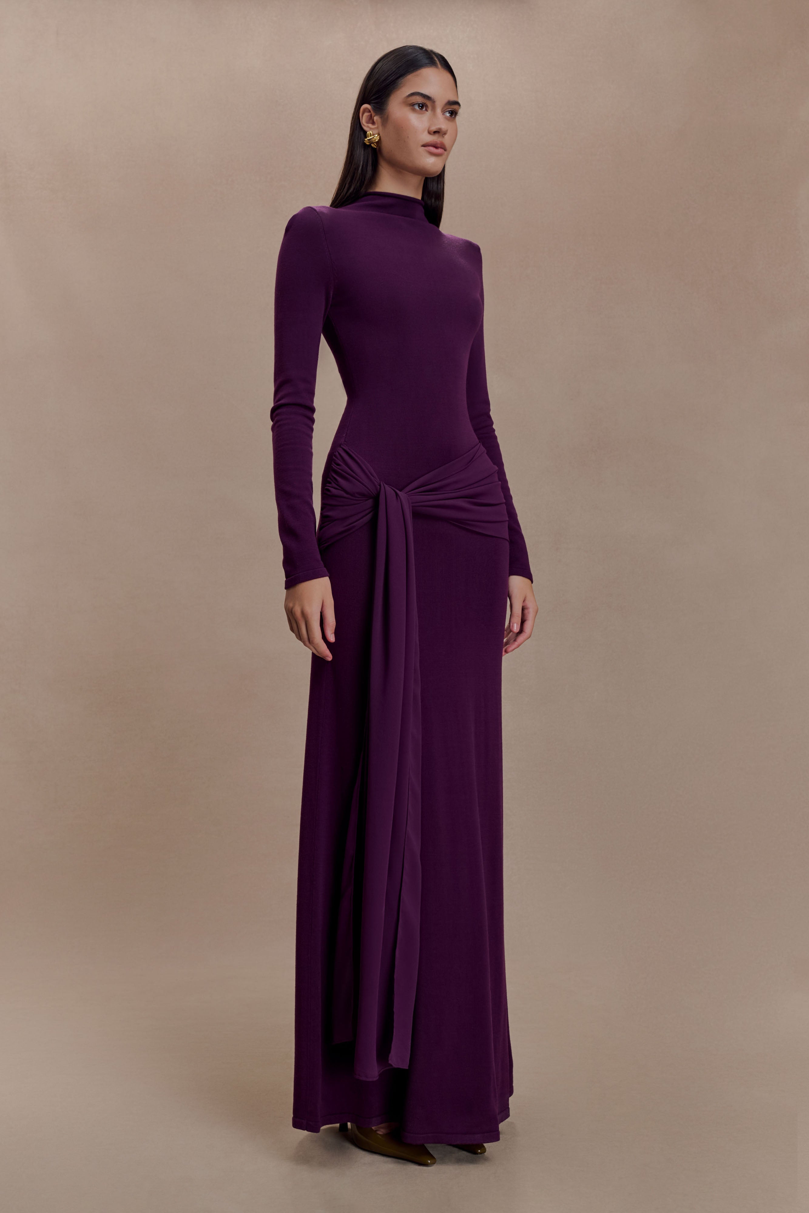 Grayson Knit Chiffon Maxi Dress