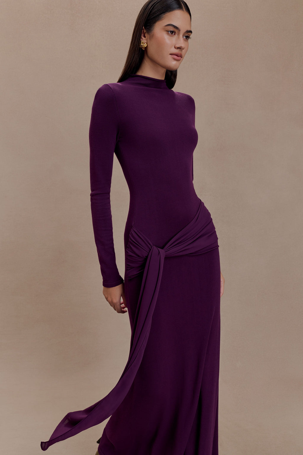 Grayson Knit Chiffon Maxi Dress