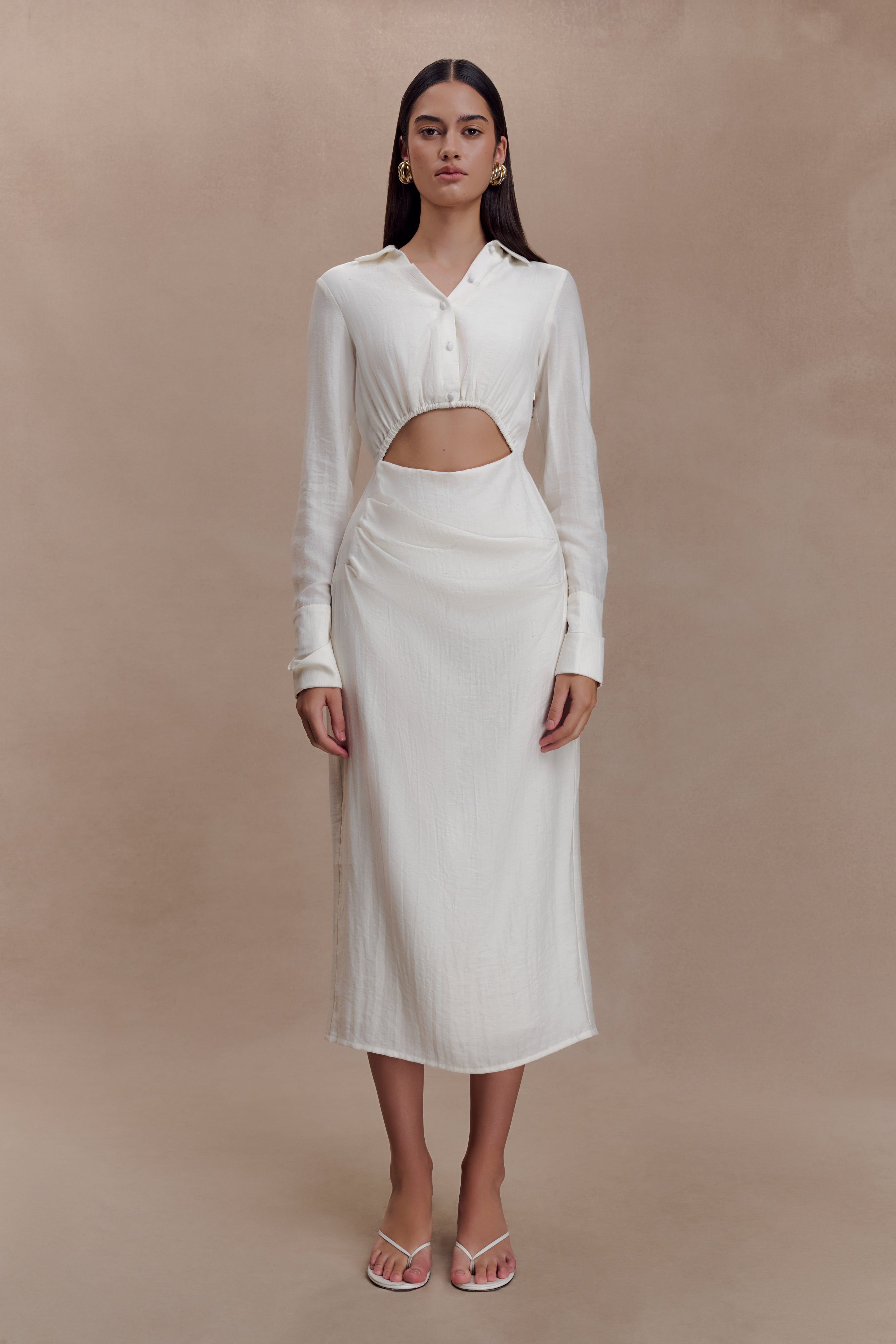 Cecilie Cut Out Shirt Midi Dress