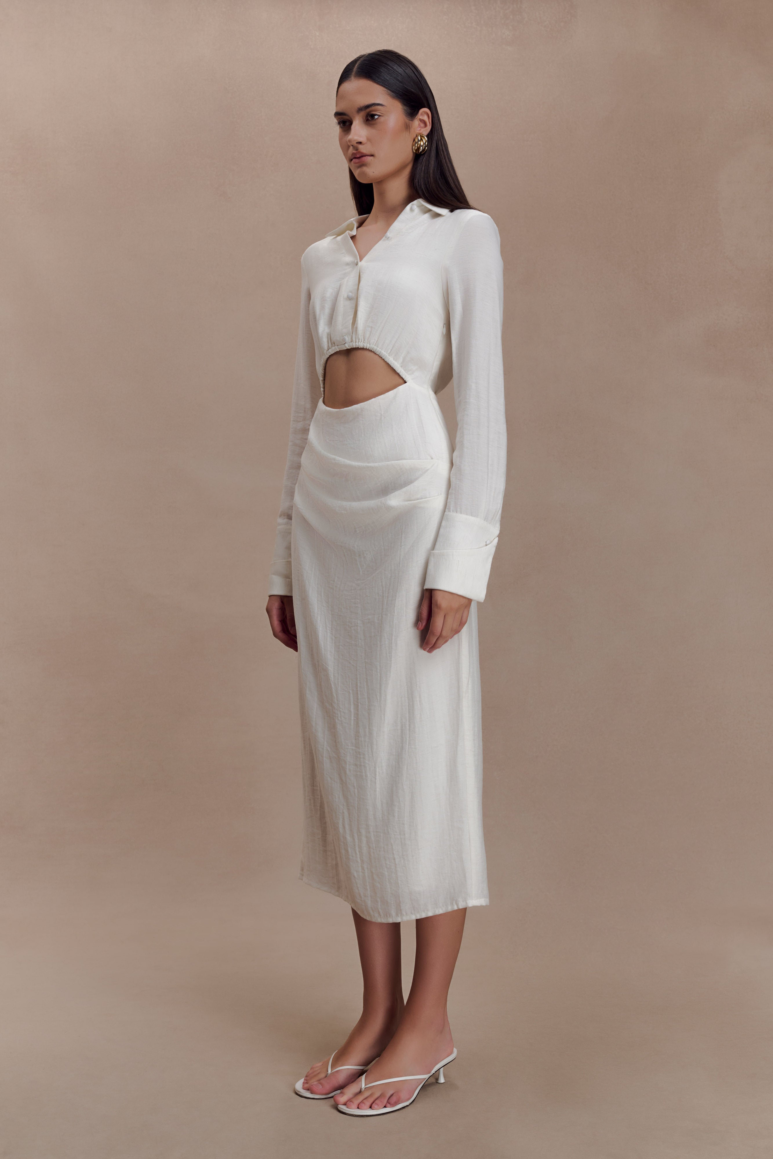 Cecilie Cut Out Shirt Midi Dress