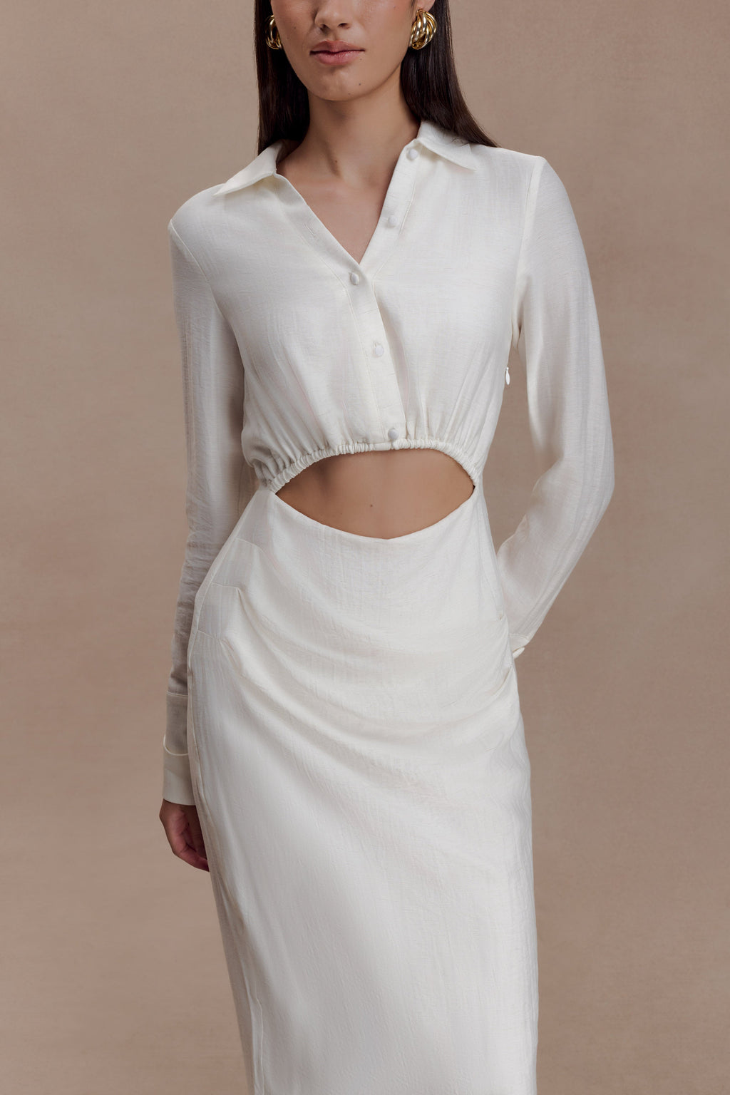 Cecilie Cut Out Shirt Midi Dress