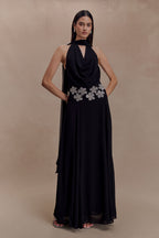 Santal Floral Chiffon Halter Maxi Dress in Black – Chic&Drifts
