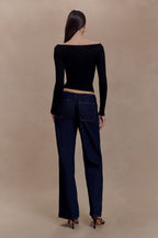 Paedyn Merino Wool Ribbed Long Sleeve Top in Black – Chic&Drifts
