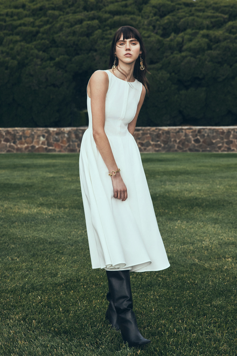 Monika Gathered Waist Cotton Midi Dress
