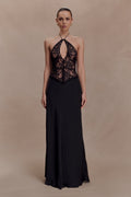 Sascha Lace And Satin Halter Maxi Dress