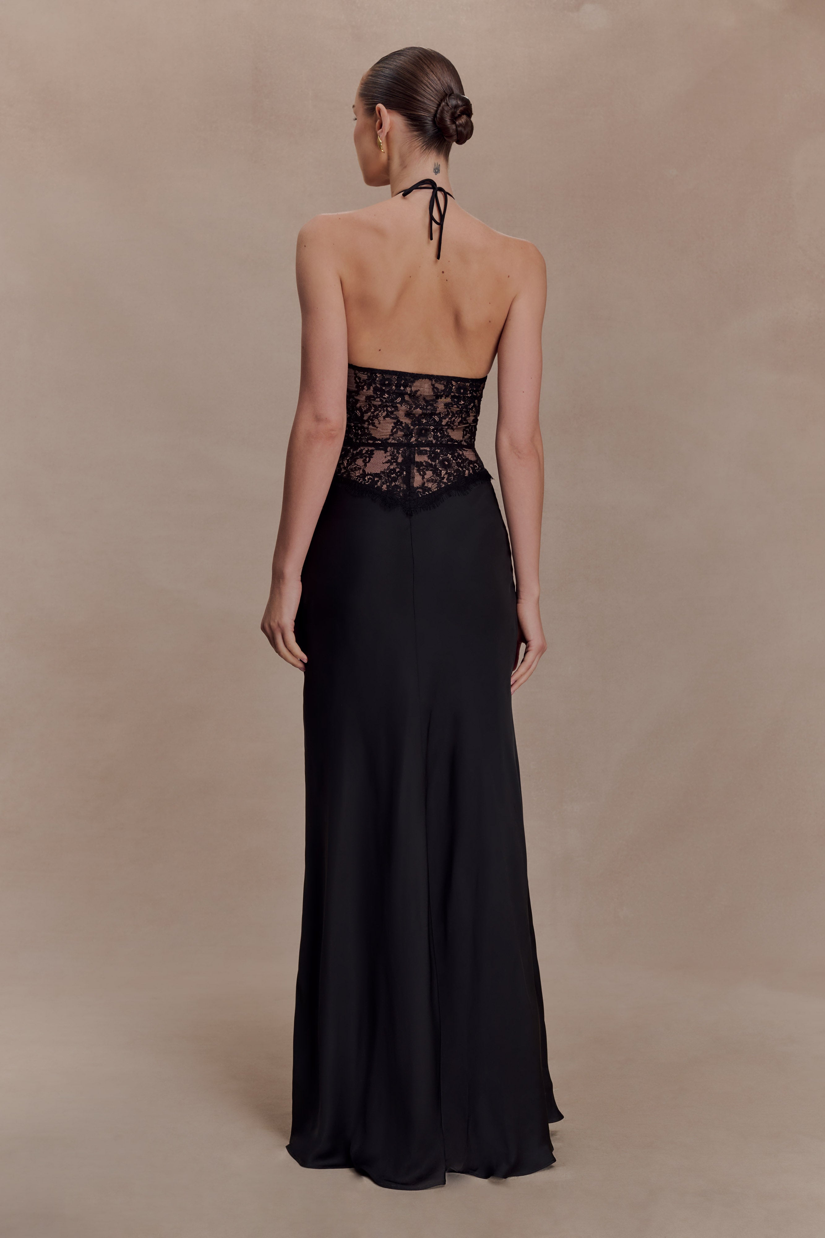 Sascha Lace And Satin Halter Maxi Dress
