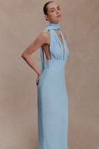 Nadine Halter Chiffon Maxi Dress in Blue – Chic&Drifts
