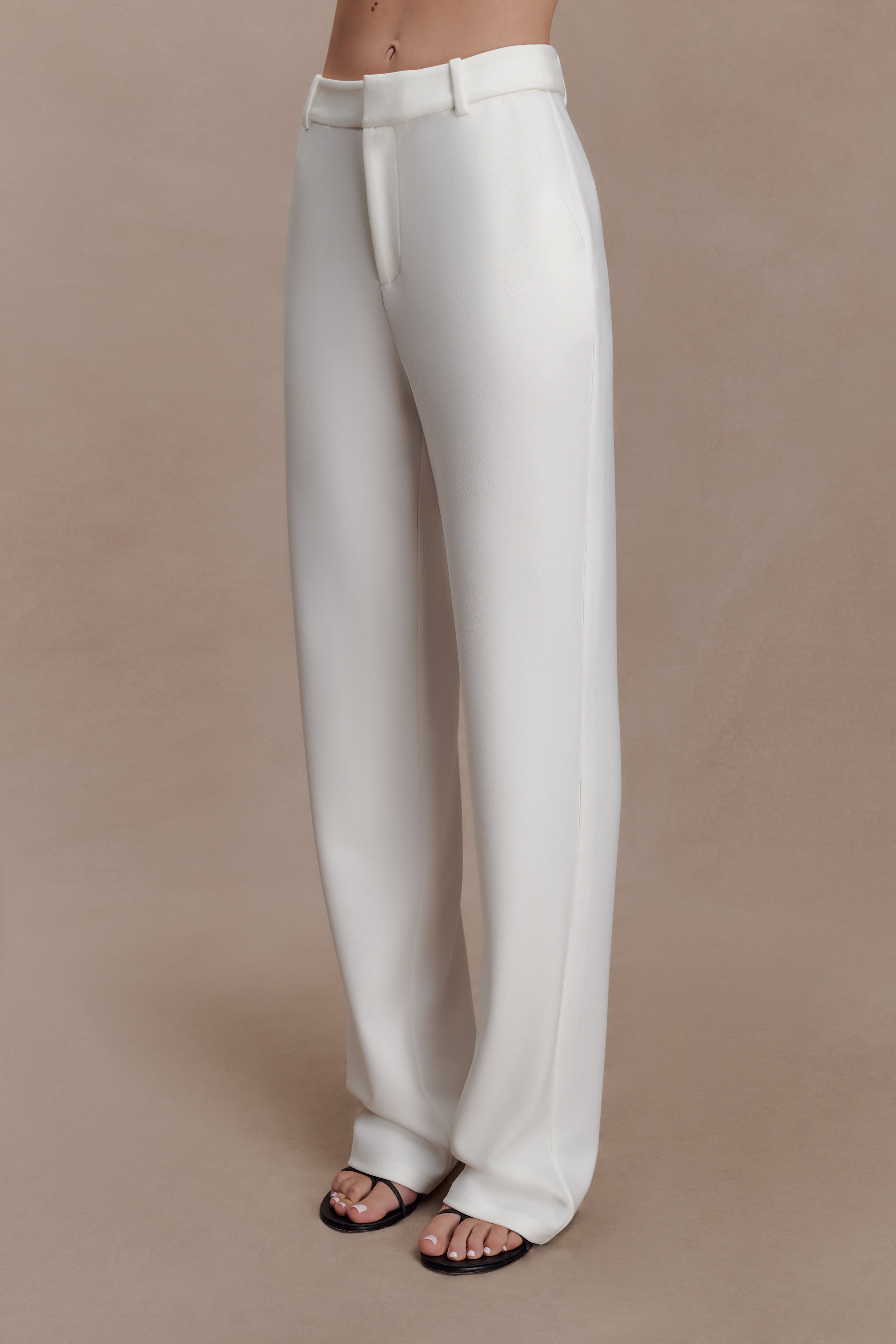 Maude Crepe Straight Leg Trousers - Ivory