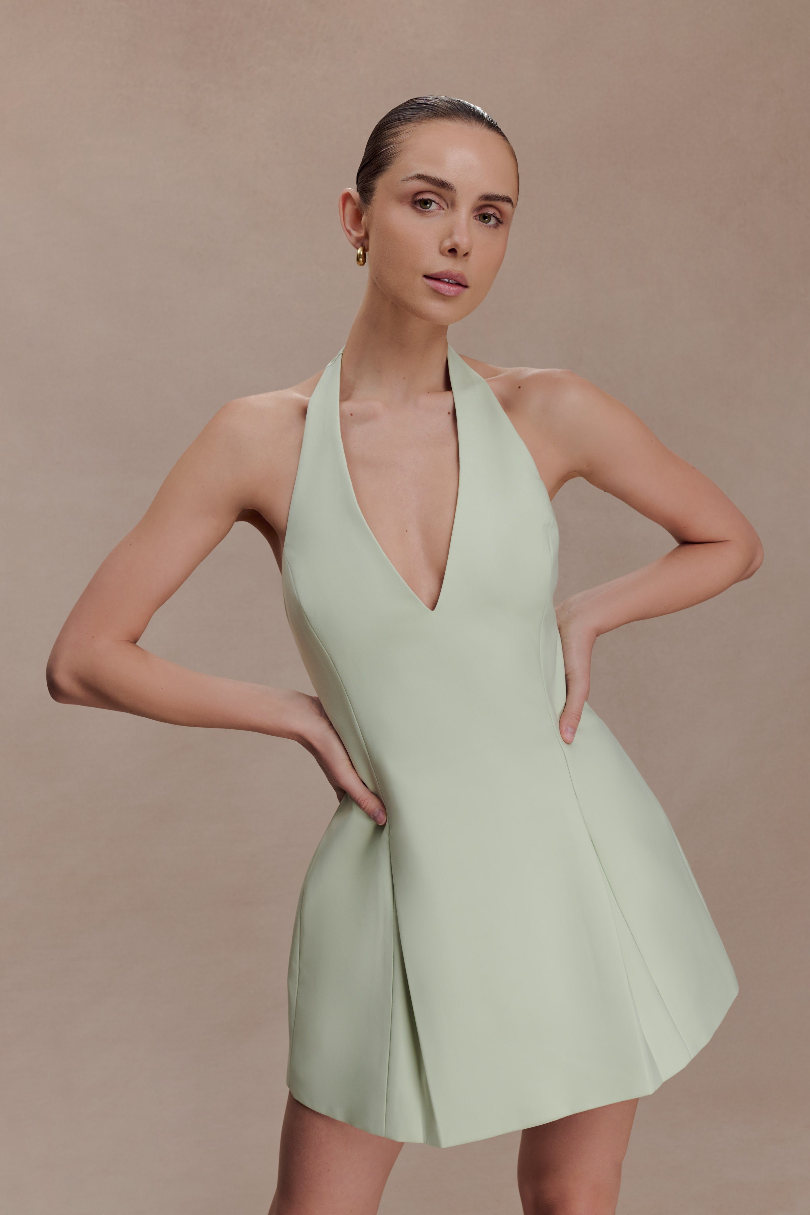 Nelly Halter Neck Cotton Mini Dress