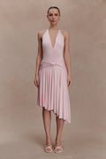 Zelda Asymmetric Slinky Midi Dress