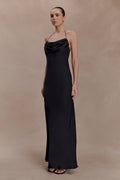 Lydia Cowl Neck Satin Maxi Dress