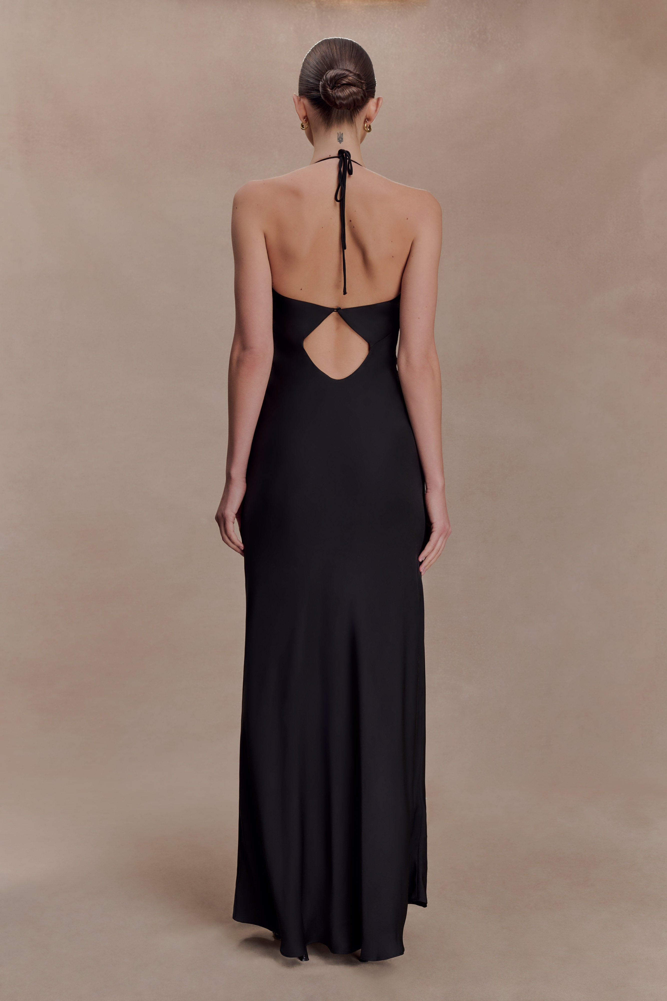 Lydia Cowl Neck Satin Maxi Dress