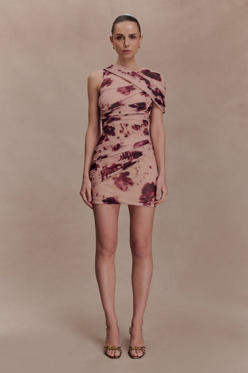 Adrienne One Shoulder Mesh Mini Dress