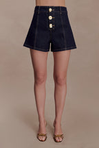 Demi High Waisted Denim Shorts in Washed Indigo Blue – Chic&Drifts