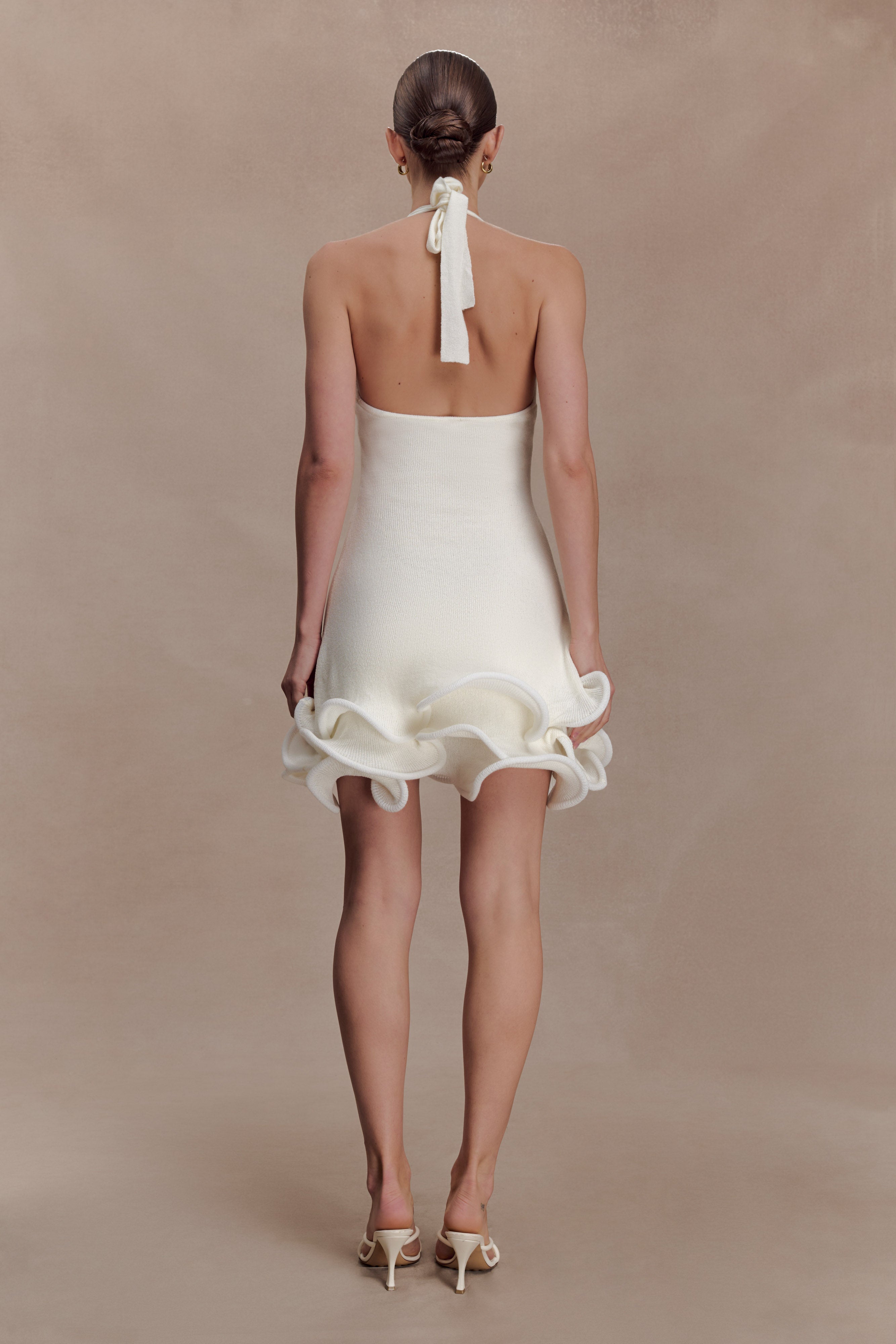 Willowmena Halter Neckline Mini Dress With Tubed Hem