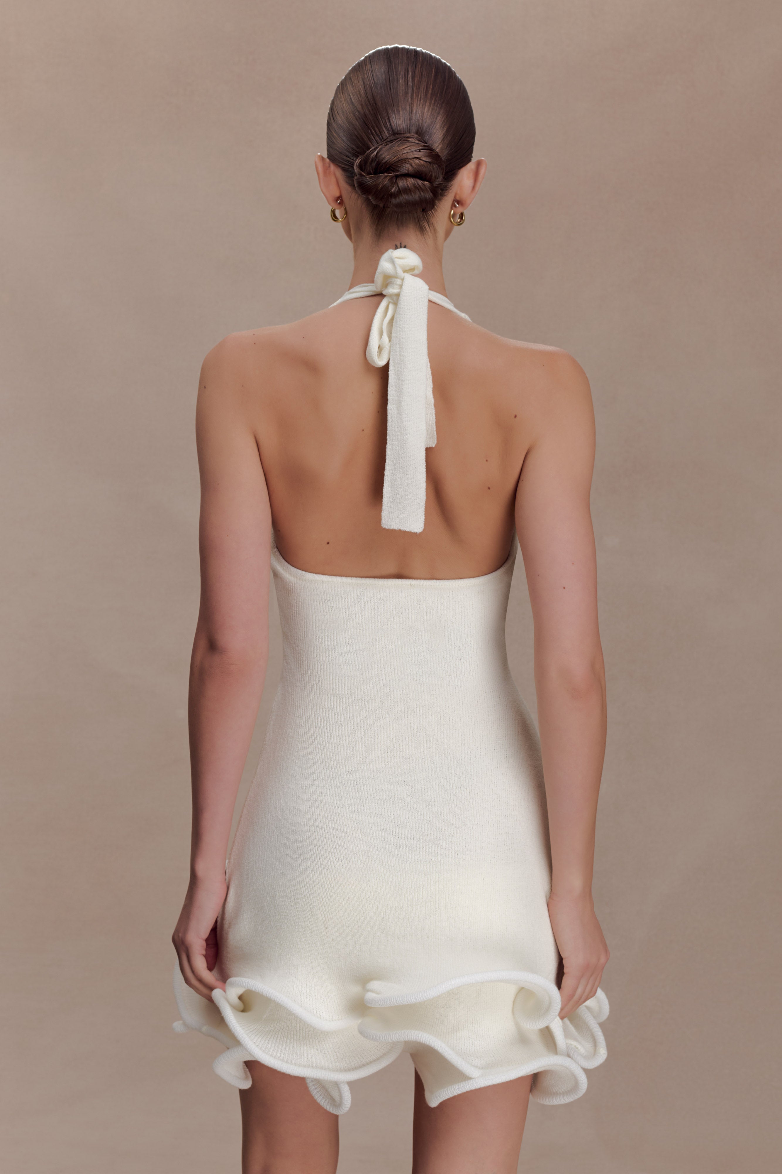 Willowmena Halter Neckline Mini Dress With Tubed Hem