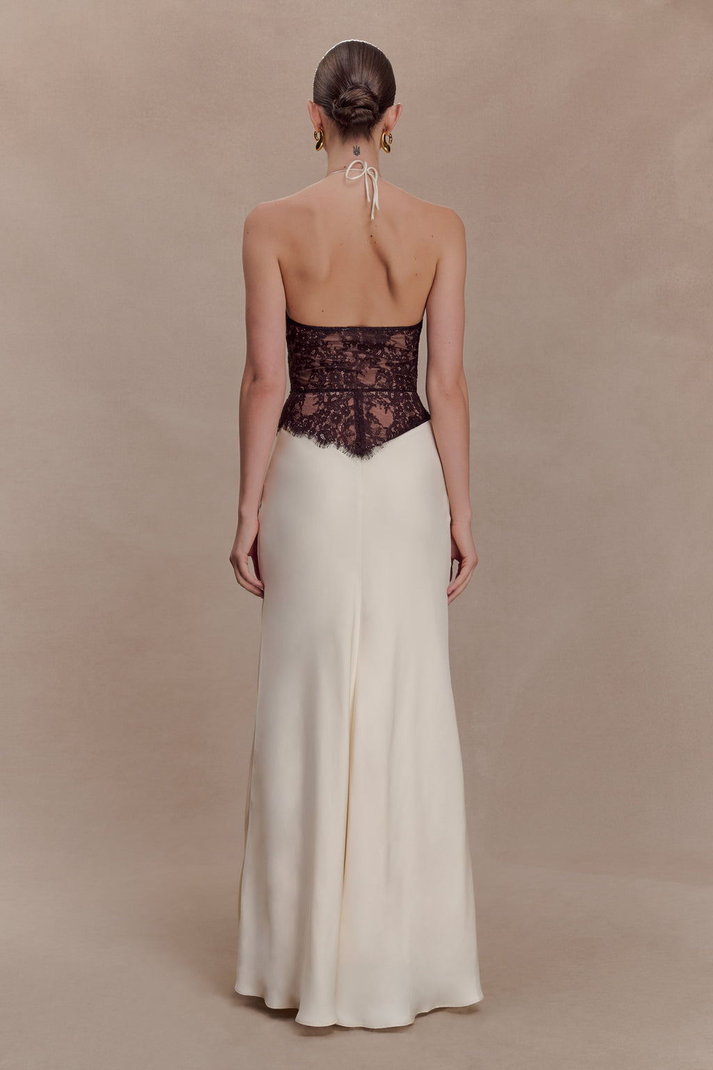 Sascha Lace And Satin Halter Maxi Dress