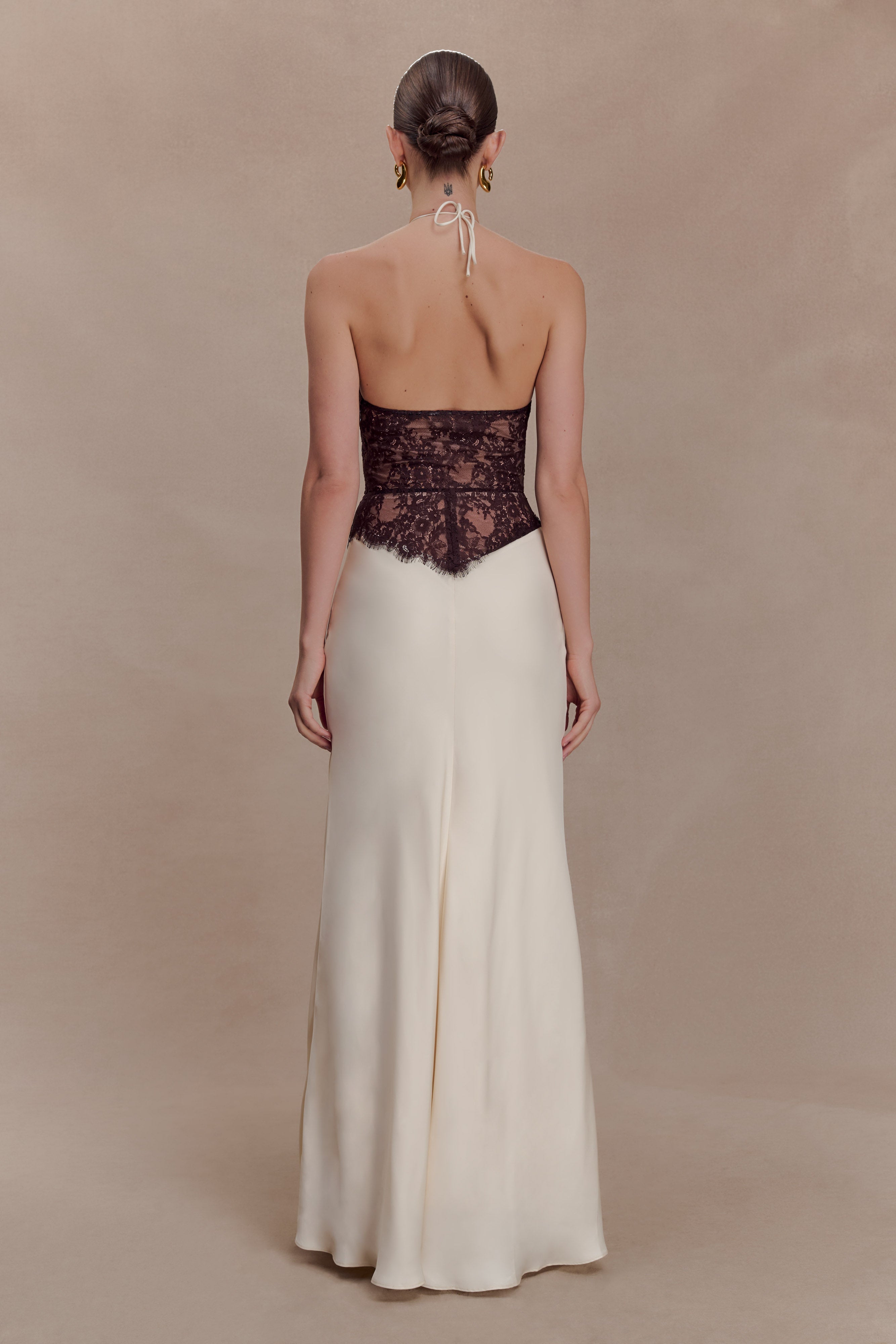 Sascha Lace And Satin Halter Maxi Dress