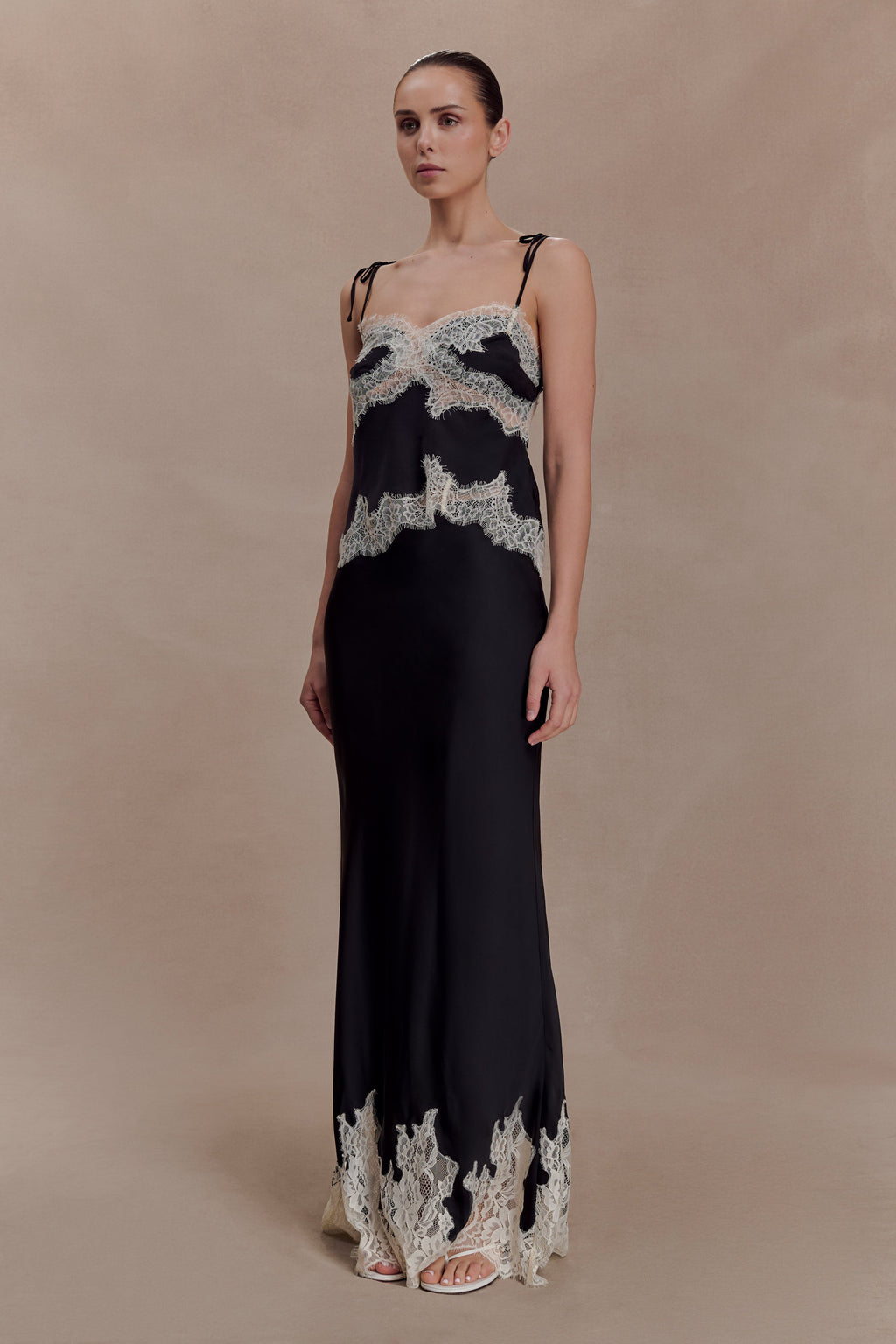 Nina Satin And Lace Camisole in Black/Ivory – Chic&Drifts
