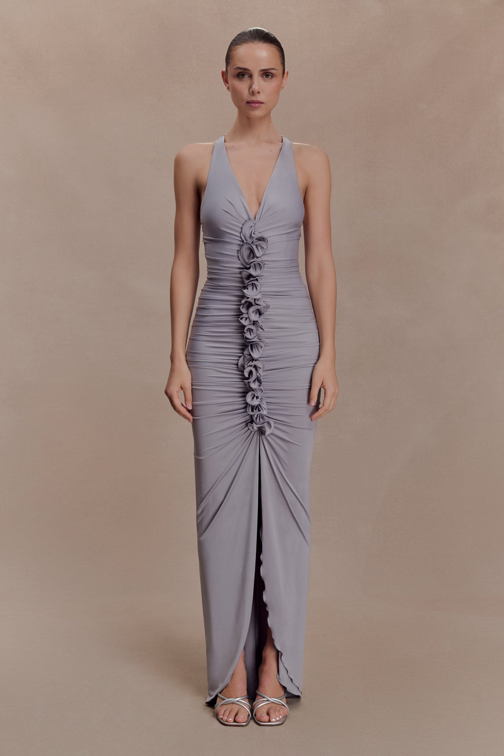 Alessandra Slinky Ruffle Maxi Dress