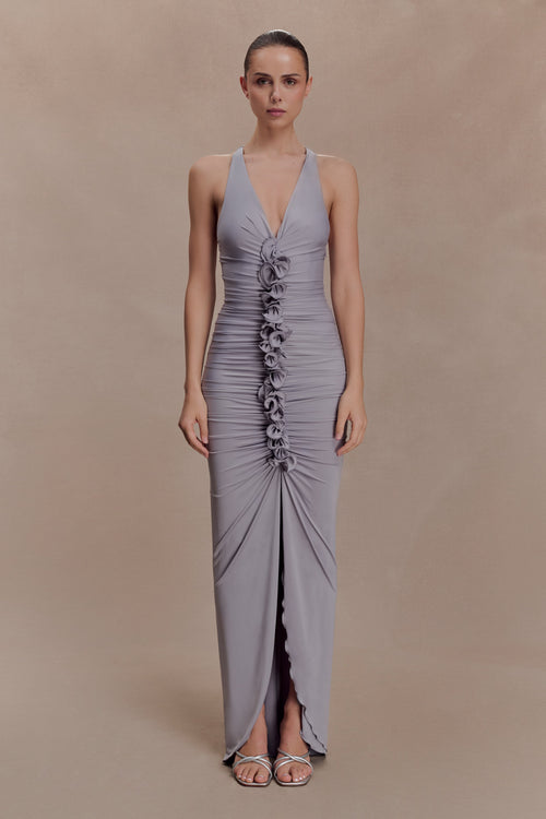 Alessandra Slinky Ruffle Maxi Dress