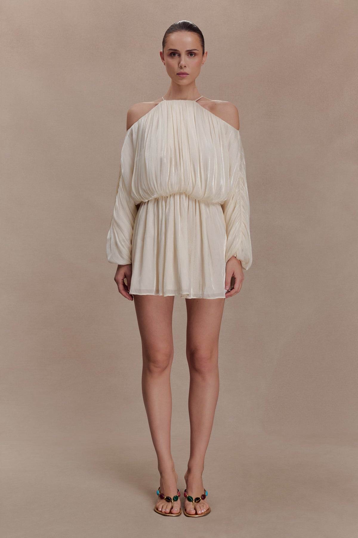 Minna Halter Mini Dress in Opal White – Chic&Drifts