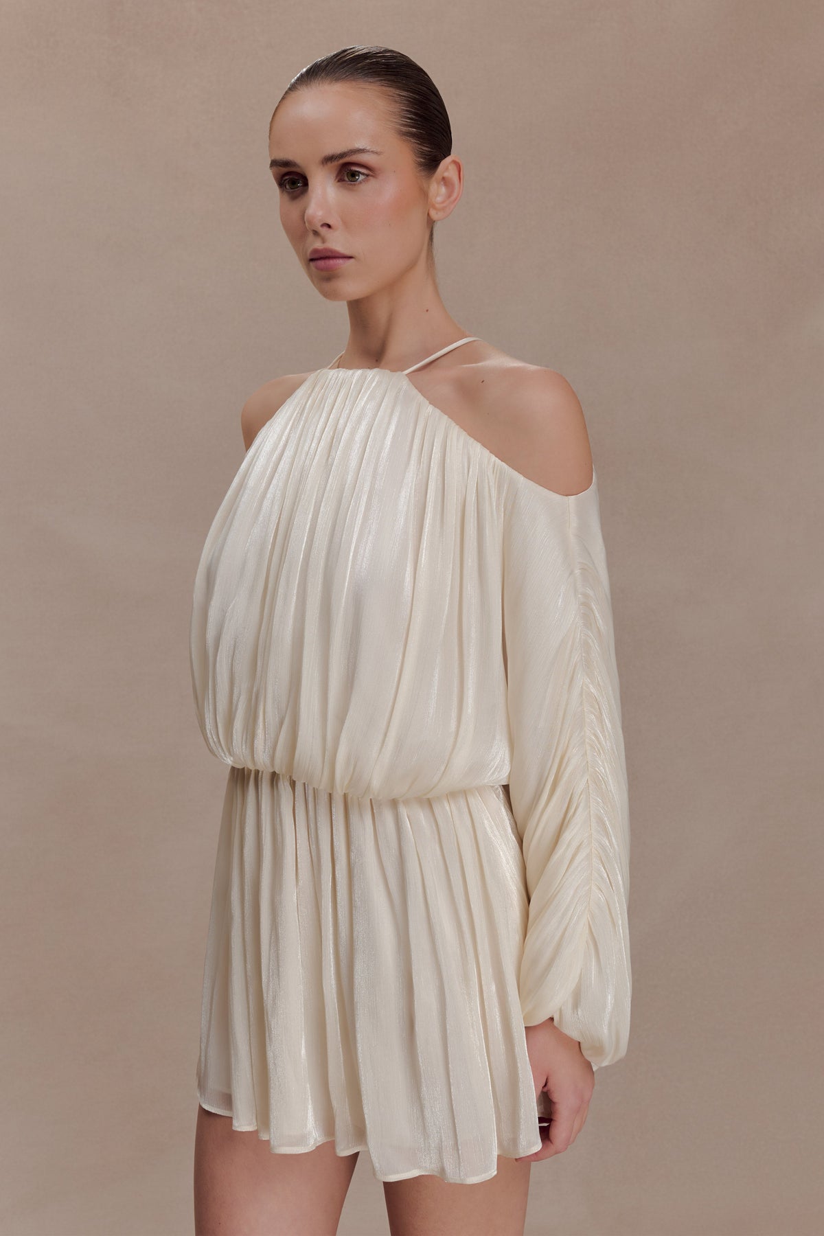 Minna Halter Mini Dress in Opal White – Chic&Drifts