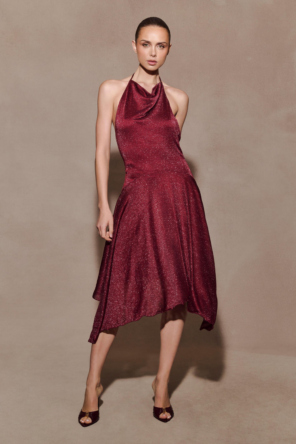 Sylvie Lurex Hankie Midi Dress
