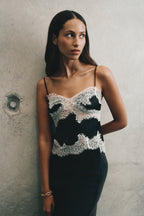 Nina Satin And Lace Camisole in Black/Ivory – Chic&Drifts