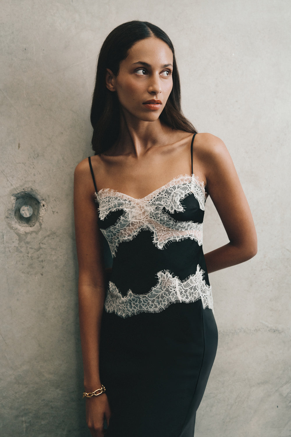 Nina Satin And Lace Camisole in Black/Ivory – Chic&Drifts