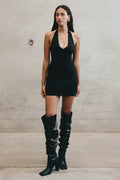Cressida Crepe Halter Mini Dress