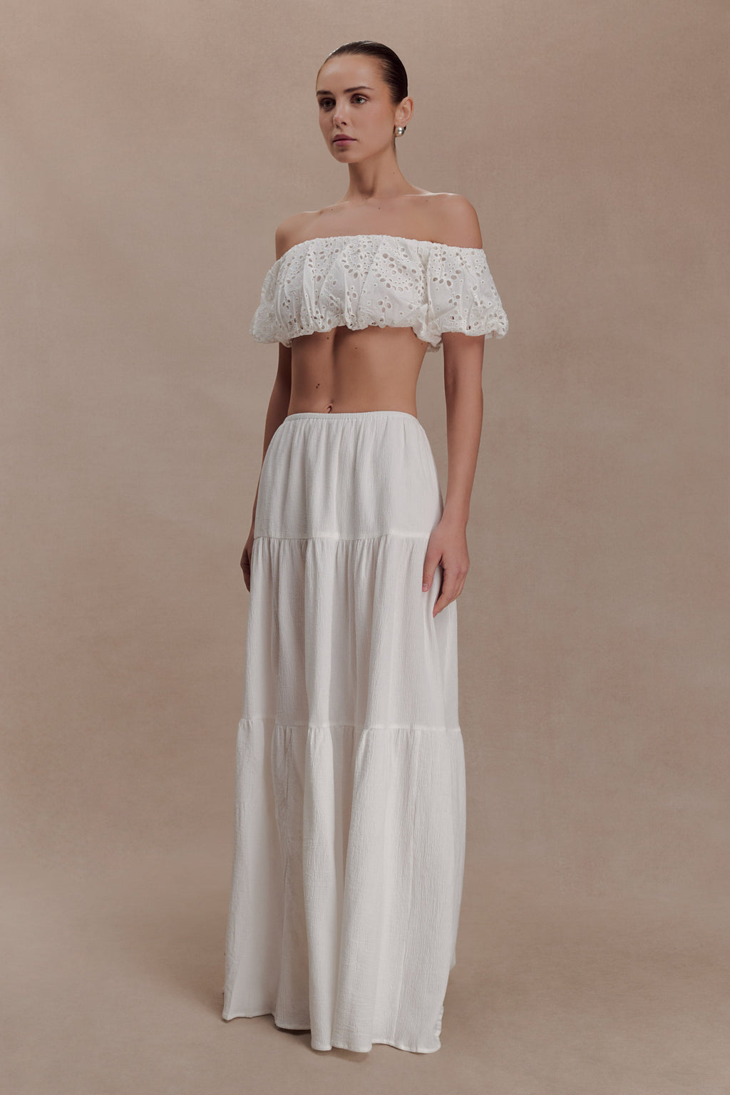 Autumn Off Shoulder Broderie Top in White – Chic&Drifts