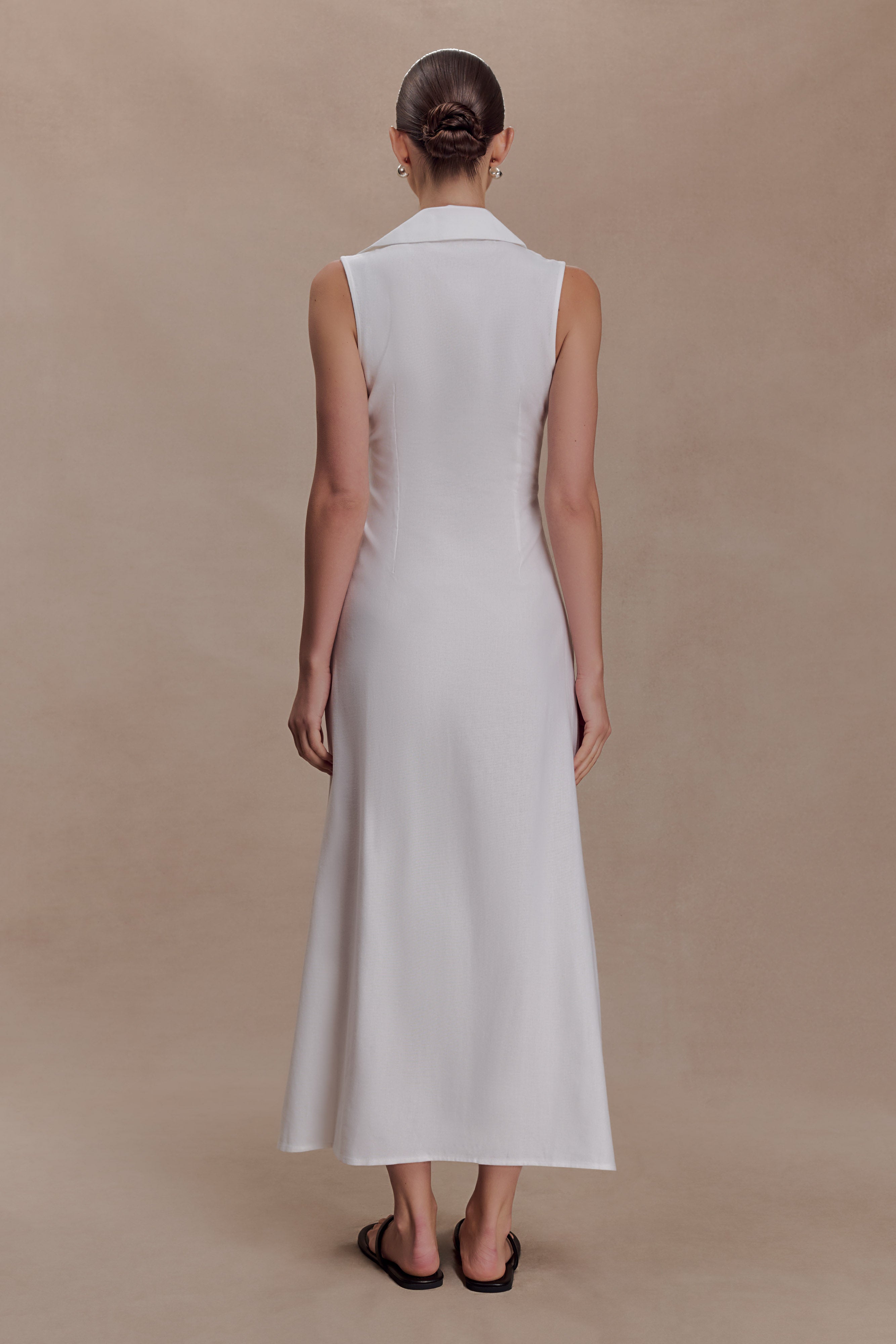 Dante Ruched Linen Midi Dress
