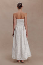 Maureen Broderie Strapless Maxi Dress in White – Chic&Drifts
