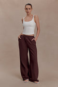 Janayia Cotton Wide Leg Trousers - Dark Espresso