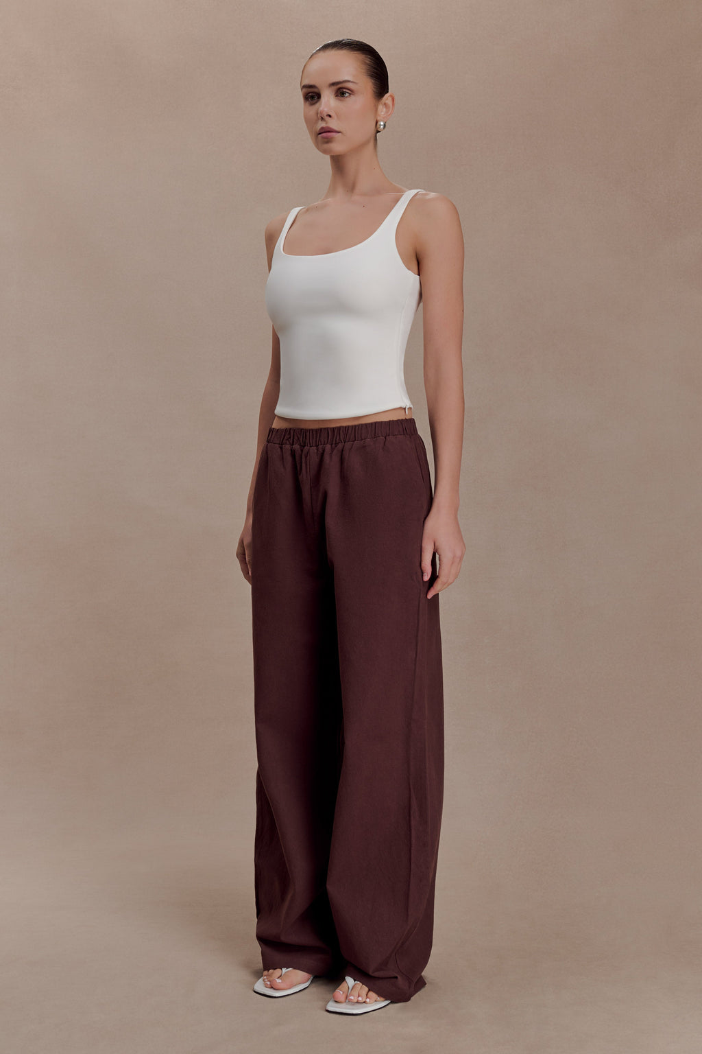 Janayia Cotton Wide Leg Trousers - Dark Espresso