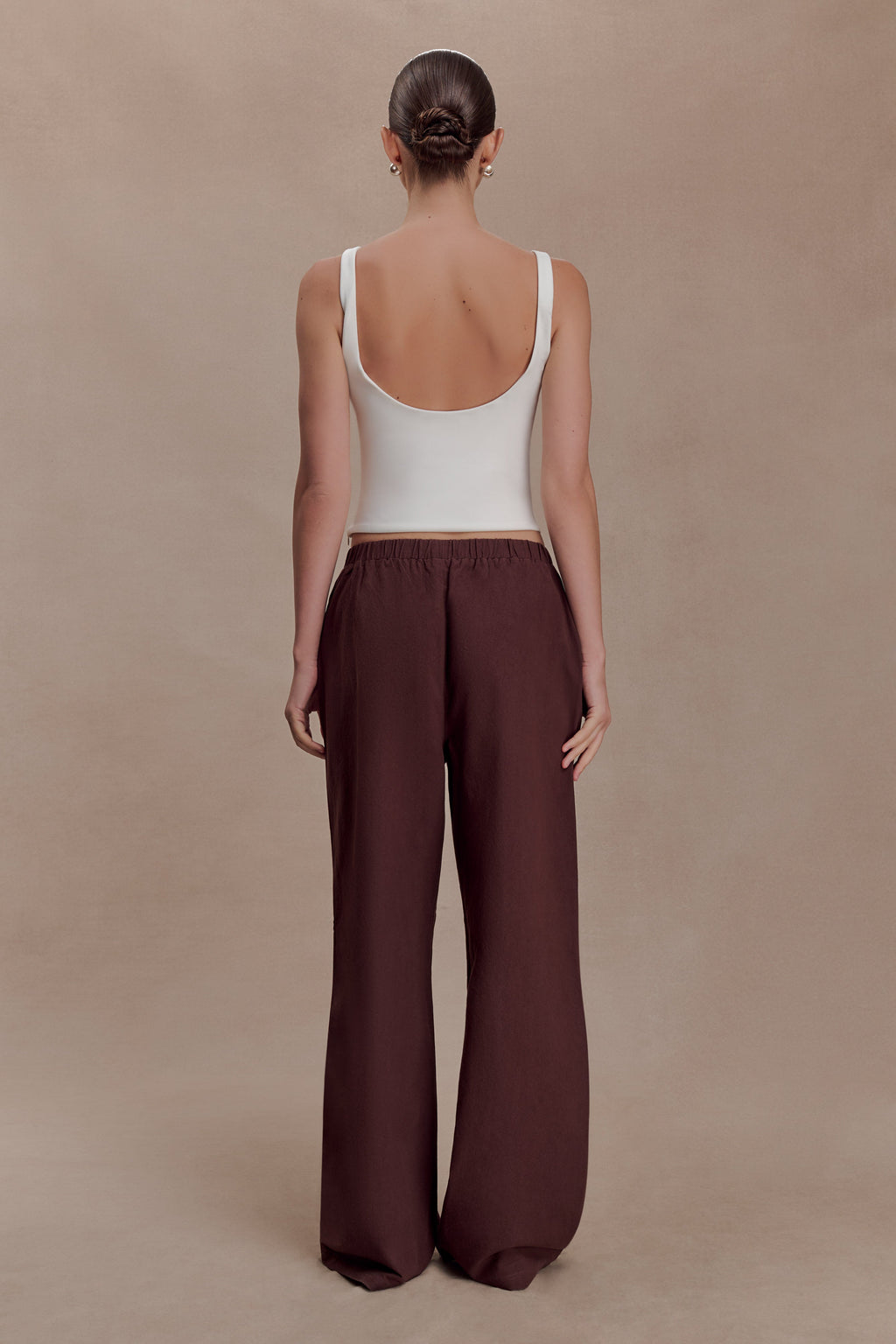 Janayia Cotton Wide Leg Trousers - Dark Espresso