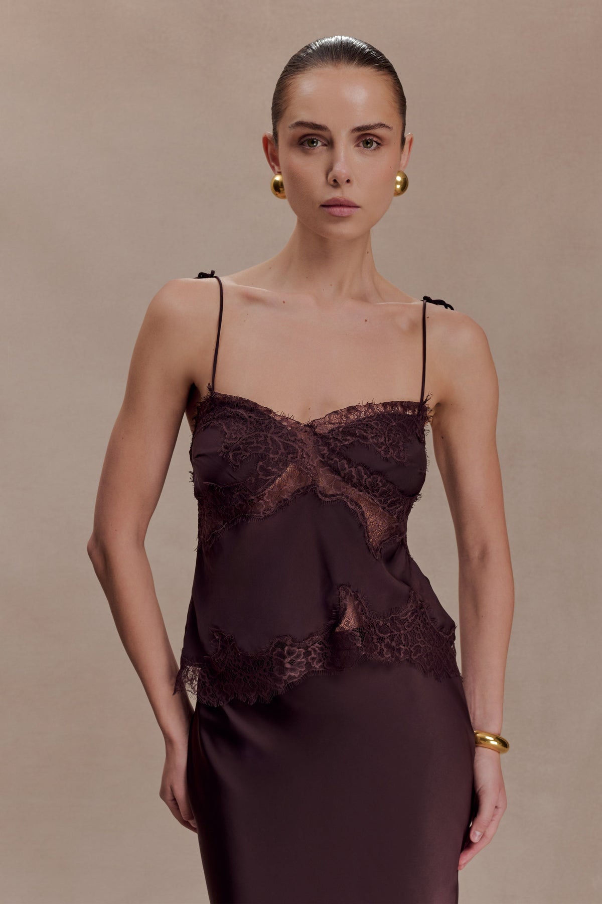 Nina Satin And Lace Camisole in Black/Ivory – Chic&Drifts