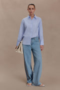 Hansen Oversized Shirt in Blue Pinstripe – Chic&Drifts